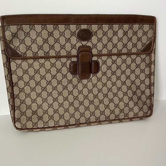 Gucci Vintage 1970’s Brown Unisex Monogram Portfolio - Picture 1 of 16